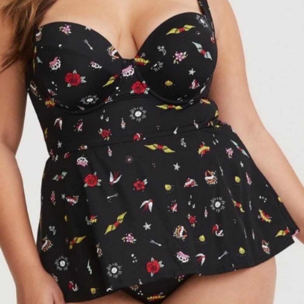 Torrid Black Floral Bikini